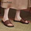 SOPHITINA Pantofole Scarpe da donna a fondo piatto in pelle premium per interni giornaliere da donna Scarpe estive semplici da esterno per donna AO634 210513