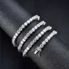 3mm 4mm Taglio rotondo ghiacciato Cubic Zirconia Catena a maglie da tennis Hiphop Top Quality CZ Box Chiusura Collana Donna Uomo Gioielli