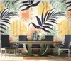 Carta da parati personalizzata per pareti Murales 3d sfondi Stile europeo pianta tropicale pittura in legno moderno e minimalista TV sfondo carte da parati casa decpration