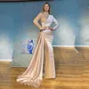 Muhteşem Mermaid Gelinlik Modelleri Yüksek Boyun Kristaller Abiye Custom Made Uzun Kollu Köpüklü Ünlü Parti Kıyafeti