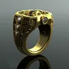 Cluster ringen mode gouden patroon persoonlijkheid dominante heren ring luxe blauwe kubieke zirconia steampunk fietser voor mannen partij sieraden