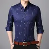Thoshine Marka Bahar Sonbahar Erkekler Gömlek Akıllı Rahat Tarzı Erkek Moda Tam Uzun Kollu Gömlek Nefes Camisa Giyim Erkekler