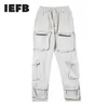 IEFB Multi Pocket Overalls Herrenmode Elastische Taille Cusual Hosen Streetwear Trend Hip Hop Lose Gerade Hosen Y7473 210524