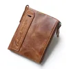 Wallets 2021 RFID Leather Men's Coin Purse Wallet Short Small Retro High Quality Double Zipper Design