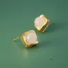 Studs silver naturliga Hetian White Chalcedonyörhängen dekorerade med kinesiska retro frostiga kvinnors charm temperamentmärke smycken smycken