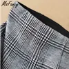 MSFFancy Spring Vintage Plaid Mini Skirt Kvinnor Hög midja A-Line Split Short Kjol Officiell Mujer Faldas 210604