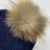 Autunno e inverno caldo moda donna cappello in materiale di lana lavorato a maglia con vera palla di pelo