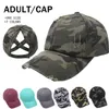 Creative Camouflage Ponytail Baiber Ba Cap Женщины Мыть Хлопок Грузовики Caps Повседневная Летняя Мода Уличные Шляпы