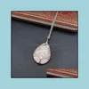 Hängsmycke Pendants Tree of Life Teardrop Heart Necklace Wire Wrapped Gemstone Healing Chakra Halsband för kvinnor Mode Smycken kommer och SA