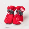 4pcs/set Waterproof Winter Pet Dog Shoes Anti-slip Rain Snow Boots Footwear Thick Warm For Small Cats Dogs Puppy Dog Socks Booties 4922 Q2