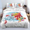 3D Bed Linen Merry Christmas White Bedding sets XMAS Duvet/Quilt cover set Comfotter case 220x240 King Queen Full Twin Red Bow 220112