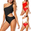 Damen-Bikini, solides Set, Badeanzug, einteilig, gefüllter BH, Bademode, Strandmode, schulterfrei, eng anliegend, Strand