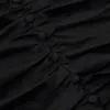 Buff manga bodycon vestido de festa mulheres sexy preto mini botão para cima primavera outono ruched 210427