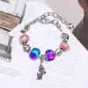 Hot Selling Christmas Style Armband Unicorn Dangle Snake Chain Hummer Midnight Blue Crystal Cz Charm Bead Bangle Mode Smycken Tillbehör Chamilia European