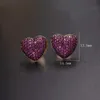 Pendientes de semental de forma de corazón de amor de lujo para mujeres Pave Micro Cubic Circonia Piedra Bling Dorado Pendiente de color Joyería de moda de boda 211012