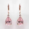 女性のための本物のローズゴールドダイヤモンドドロップのためのピンクのトパーズ宝石のオールベレンビズティリア14kガーネットイヤリングビジューオレッシーニ