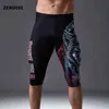 Sıkıştırma Tayt Diz Pedleri Erkek Koşu Pantolon Spor Fitness Spor Jogger Eğitim Yoga Pantolon Erkekler Için Kırpılmış Pantolon H1210