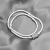 Pandora Double Wrap Barrel Clasp Snake Chain 925 Sterling Silver Kvinna Bangle Smycken Gift 599544C01-D