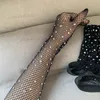 Black Hollow Long Gloves Elastic Mesh Matss Summer Fashion Net Gloves Sexy Crystal Glove voor nachtclub