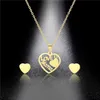 Mother's Day Gift Pendant Necklace Jewelry Set Stainless Steel Hollow Love U Mama Heart Shape Words Stud Earrings Set Gifts