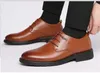Men Oxford Prints Classic Style Dress Shoes Leather Coffee Yellow Lace Up Formal Fashion Business