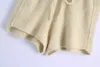 Vrouwen breien shorts met hoge taille elastische tailleband tailleband casual elegante mode gezellige gewone vrouw shorts 210709