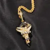 Hip Hop Iced Out Serpent Pendentif Croix Noire Collier No. 24 8 Or Argent Plaqué Hommes Bling Bijoux Cadeau