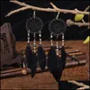 Dangle & Chandelier Earrings Jewelry Bohemia Womens Crystal Red Feather Tassel Earring 2021 Summer Indian Tibetan Dream Catcher Wedding Drop