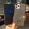 Placage Strass Diamant Paillettes Pour iPhone 12 13 11 Pro Max X XS XR Max 6s 7 8 Plus Silicone Souple Sexy Girly Couverture Arrière H1120