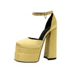 2022 new luxury super high-heeled women's high-heeled shoes silk satin fabric double-layer waterproof platform dress thick heels 15cm size 35-43