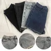 Femmes taille haute Denim Shorts déchiré trou moulante court Feminino été Shorts Jeans avec gland grande taille été streetwear 210519