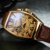 Relojes de pulsera mecánica automática de hombres clásicos para hombres Casual Vintage Lujo Turbillon Reloj Tonneau Caja en forma de cuero Hombre Q0902