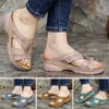 Women's Fashion Vintage Flower Wedge Sandals Ladies Slip On Comfortable Shoes Women Summer Casual Beach #3