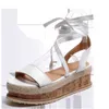 Sommar Vit Wee Espadrilles Kvinnor Sandaler Öppna Toe Gladiator Sandaler Kvinnor Lace Up Kvinnor Plattform Sandaler Zapatos de Mujer x0526