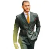 Rope Stripe Mens Tuxedos Slim Fit Double Breasted Men Business Pants Suit Tailored Prom Party Wedding Suits (Jacket+Pants)