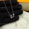 Charm Letter Pendant Necklaces Diamond 316L Titanium Steel 18K Gold Plated Necklace Fashion Short Chain Pendants Jewelry Couple Gift