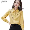 Yellow Shirt Women Professional Temperament Autumn Loose Wild Long Sleeve Chiffon Blouses Office Ladies Fashion Formal Tops 210604