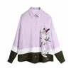 Rosa gedruckt Button Up Shirt Frauen Herbst Vintage chinesischen Stil Kragen Langarm Top Mode Casual Damen Blusen 210519
