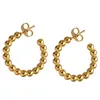 Hoop Huggie Moda Złoto Krąg Metal Koraliki Kolczyki Ze Stali Nierdzewnej Geometryczne C Kształt ucho Pierścienie Kobiety Biżuteria Prezenty