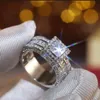 Anelli da donna Gioielli unici Princess Cut Lega Whie CZ Diamond Party Eternity Women Wedding Band Ring Regalo 20225677656