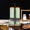 Wheat Straw Electric Salt Pepper Grinder Set LED Light Automatic Spice Herb Mill Adjustable Coarseness Ceramic Core Kitchen Tool 210611