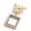 Pins, broscher 3st Full Rhinestone Butterfly Square Glass Living Memory Lockets Fit Floating Charm Pendant Smycken