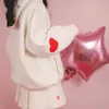 Kawaii doce amor encapuçado moletom mulheres bordados rosa hoodies lisas lisas de manga longa tracksuits pulôvers moletom tops meninas y0820