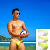 Męskie spodenki fluorescencyjne zielone mężczyźni sexy ciasne niskie talii stroje kąpielowe 2021 Half pack biodrowy bikinis gejowskie krótkie kąpiele sportowe