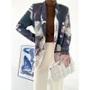 Femmes Blazer Double Boutonnage Manches Longues Vintage tie dye Patchwork Costume Mode Casual Chic Lady Femme Blazer Costume 210709