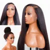 T Part Yaki Straight 13x6 Lace Front Wigs Natural Synthetic No Gel Headband Wig Heat Resistant Fiber Hair Lace Fronts for Women