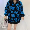 Women's Sweaters Women Girl Winter Round Neck Cute Printed Letters Knitted Pullovers Casual Loose Oversized Sweater Tops