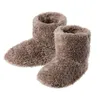 厚手の綿スリッパホーム和風インチかわいい女性の冬の暖かい豪華なハイチューブノルディック屋内床の靴