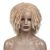 Sentetik peruklar dreadlock örgülü tanrıça sahte locs kıvırcık peruk 14 inç ombre afro kısa tığ işi Siyah kadınlar için