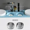 Dispenser automatico di dentifricio Set di portaspazzolino con 4 tazze per accessori da bagno Spremiagrumi per montaggio a parete per la casa 210322